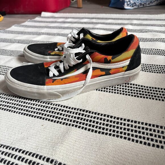 Vans Other - Vans Old Skool Pop Camo Mens 10 Spicy Orange & Black Skateboard Shoes